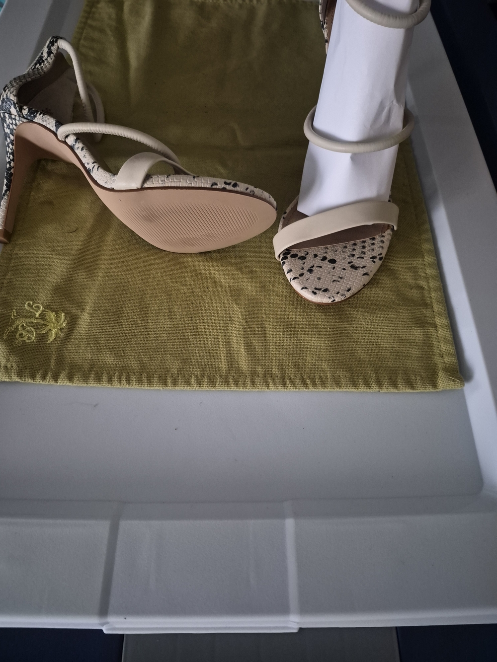 Steve Madden Neutral Snake-Print Strappy Sandals